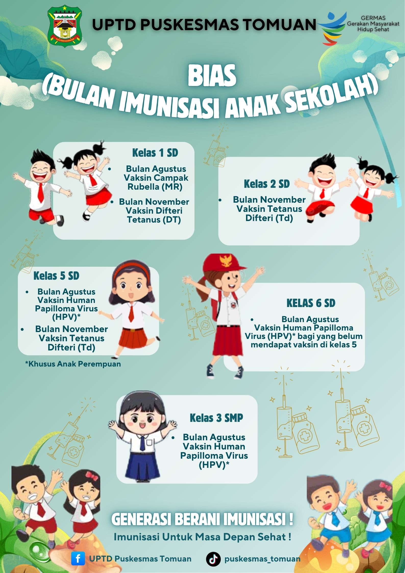 Kegiatan Bulan Imunisasi Anak sekolah (BIAS)